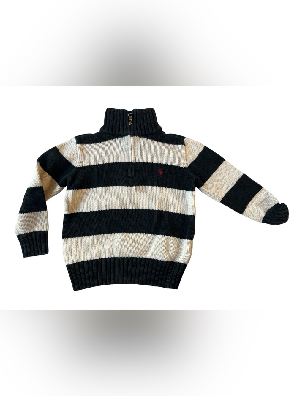 POLO RALPH LAUREN STRIPED HALF ZIP SWEATER COTTON 4T BLACK